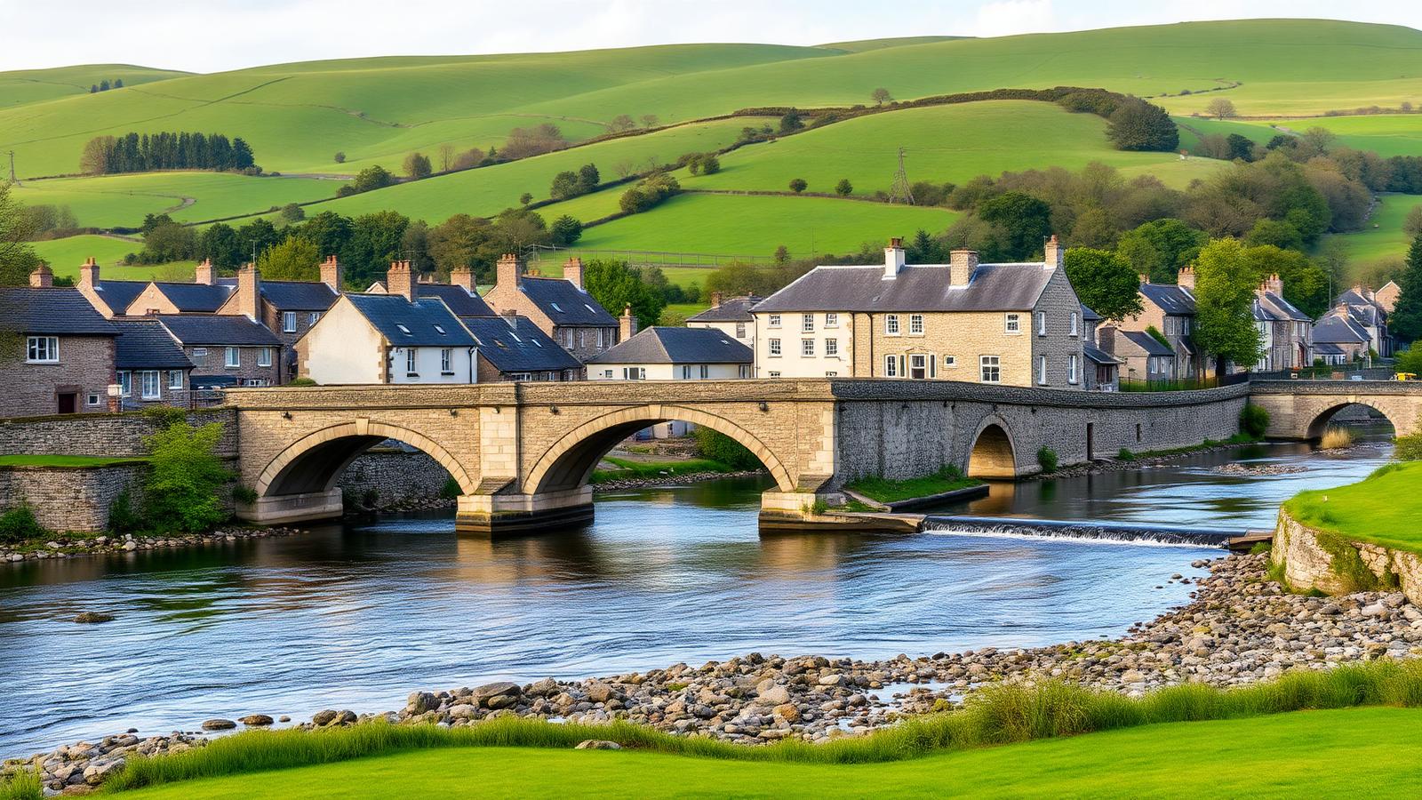 Historic stone bridge over the River Ogmore in Bridgend, South Wales